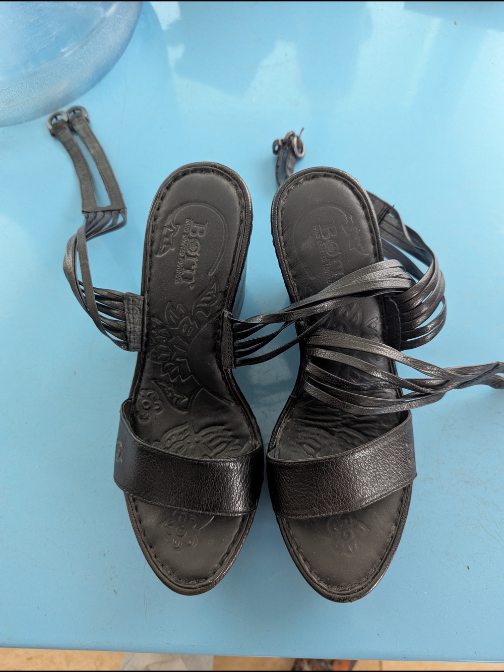 Born Black Women’s Wedge Sandals with Braided Straps - Picture 3 of 3